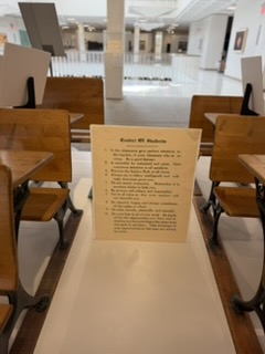 Old schoolroom desks at Stuhr Museum
