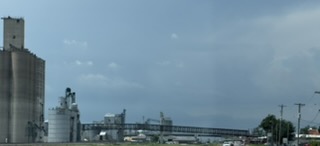 Long pedestrian bridge over Highway 30 and the rail lines