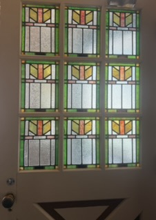 Stained glass front door at Buffalo Bill's house