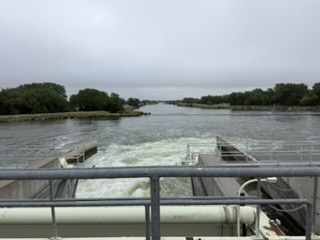 Whitecaps and spillway at the Lake McConaughy dam
