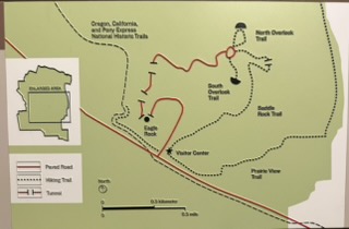 Map of the trail path down through Scotts Bluff