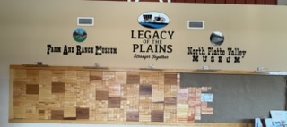 Donor wall made of wooden blocks at the Legacy of the Plains Museum