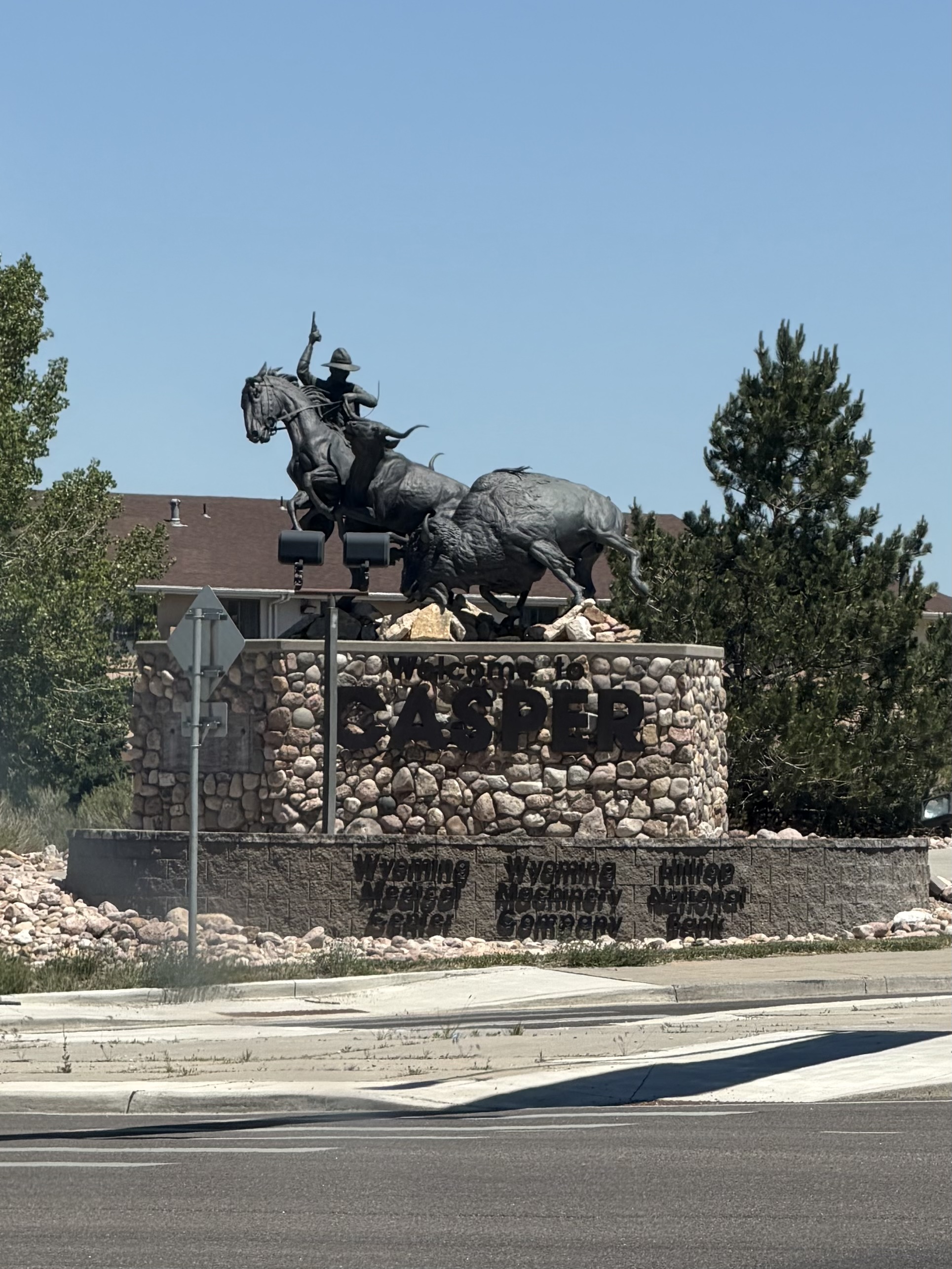 Large bronze statue in downtown Casper