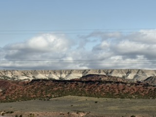 White bluffs along the trail — not snow!
