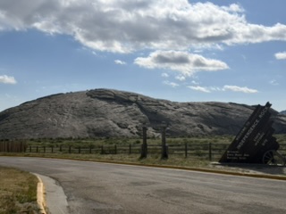 Rock face with pioneer inscriptions
