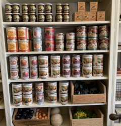 Historic canned goods on the shelf