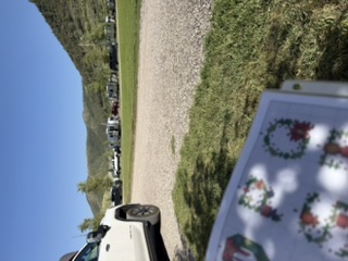 Needlepoint and a peaceful evening at camp