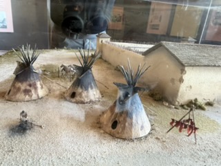 Miniature scene with salmon drying at the Oregon Trail Interpretive Center