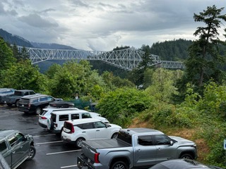 Bridge of the Gods viewed from Thunder Island Brewery