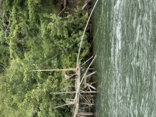 Fisher on a sturgeon platform on the Columbia River