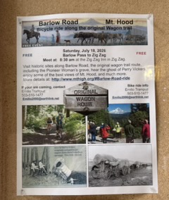 Settler route reenactment announcement at Government Camp