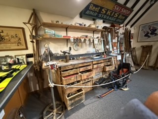 Historic ski shop display at the Mt Hood Cultural Center
