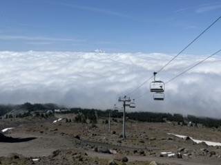 Mount Jefferson above the clouds from Timberline Lodge
