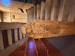 Timberline Lodge stairway and timber beams