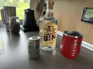 Evening drinks — Keith's Bud Ultra and Val's G&T