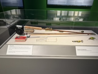 Bess Truman display and fishing lure exhibit at the Truman Library